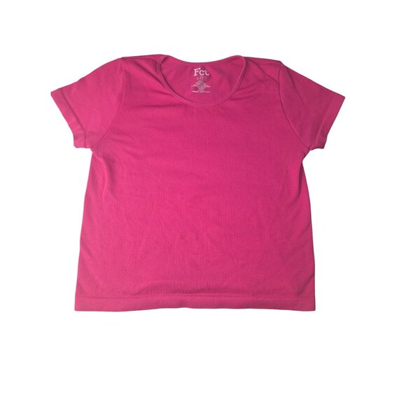 FCT Basics Pink Ribbed Crop Top*Short Sleeve Women’s Tee Top*L*Sissy*Femboy*EUC - Picture 6 of 8